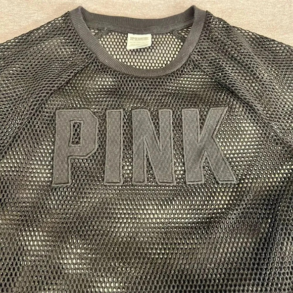 Victoria's Secret PINK Women's XS Black Mesh Raglan T-Shirt Casual - Picture 9 of 9